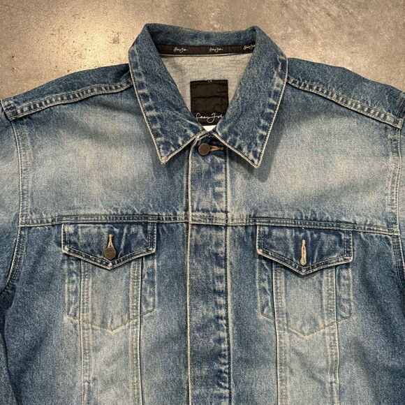 2000s Sean John Blue Denim Button Up Jacket Men’s Size Medium Heavy Streetwear - Picture 2 of 16
